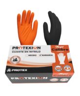 Guante Nitrilo Protexion Diamantado Naranja/Negro